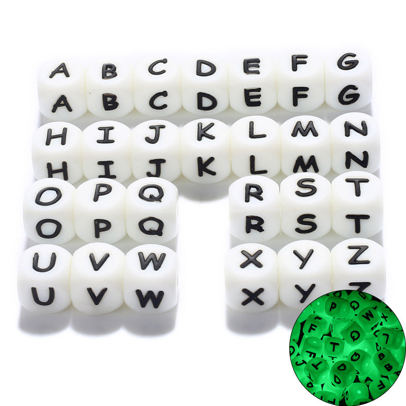 12MM silicone luminous alphabet beads