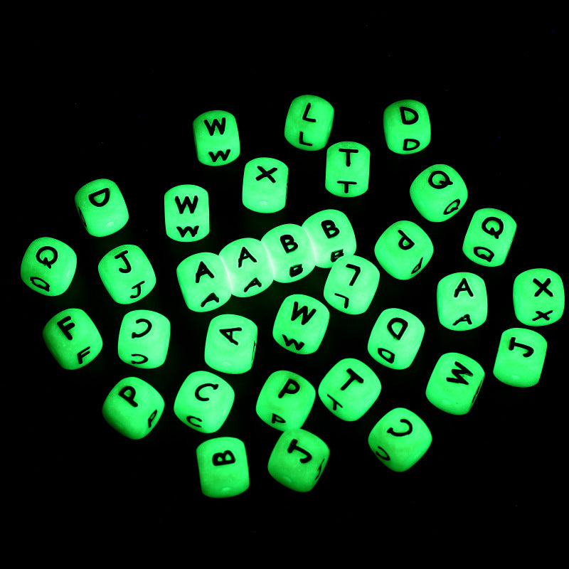 12MM silicone luminous alphabet beads