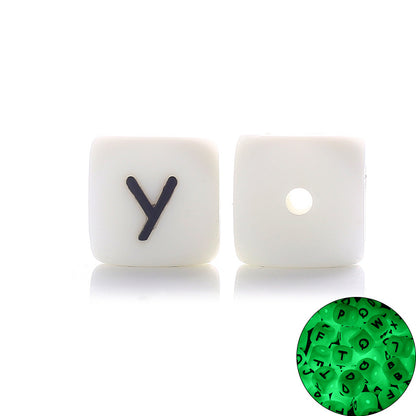 12MM silicone luminous alphabet beads