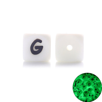 12MM silicone luminous alphabet beads