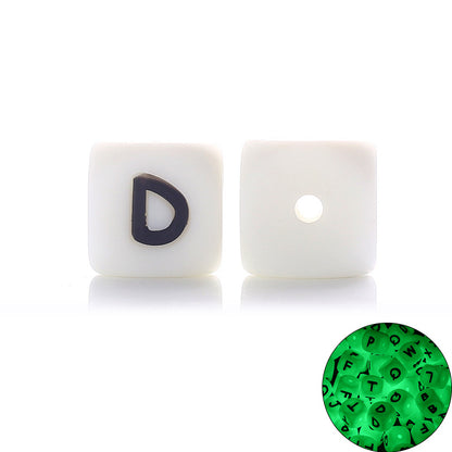 12MM silicone luminous alphabet beads