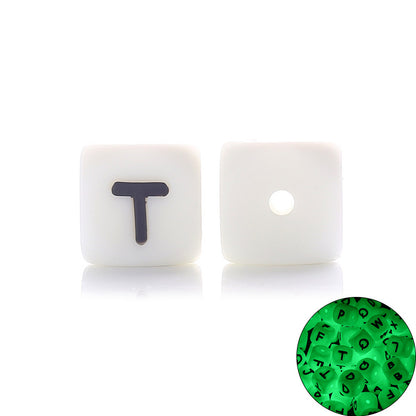 12MM silicone luminous alphabet beads