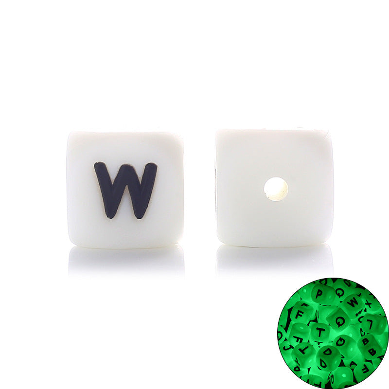 12MM silicone luminous alphabet beads