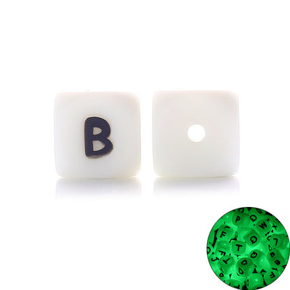 12MM silicone luminous alphabet beads