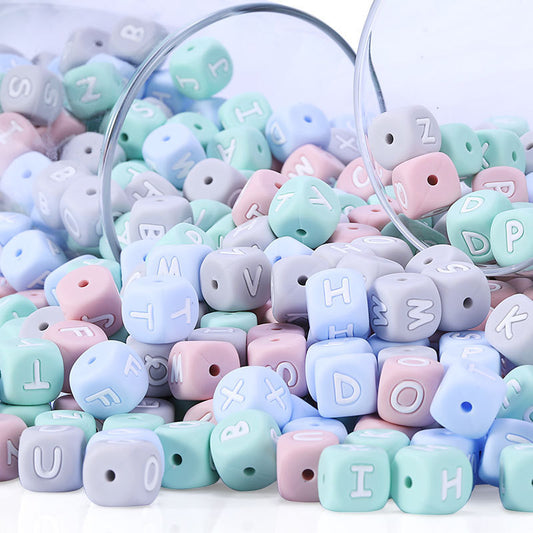 12mm silicone letter beads A-F