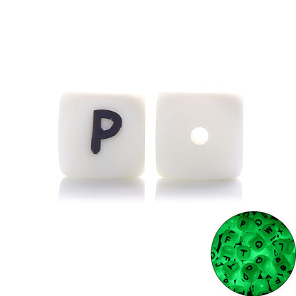 12MM silicone luminous alphabet beads