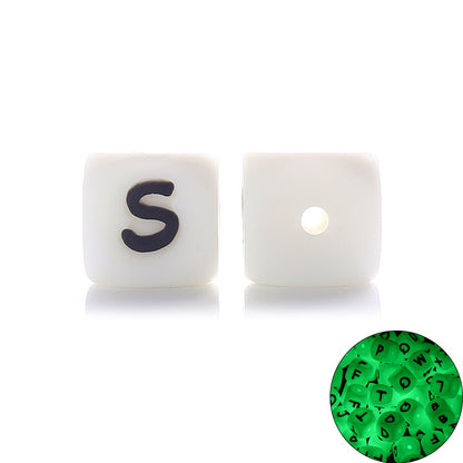 12MM silicone luminous alphabet beads