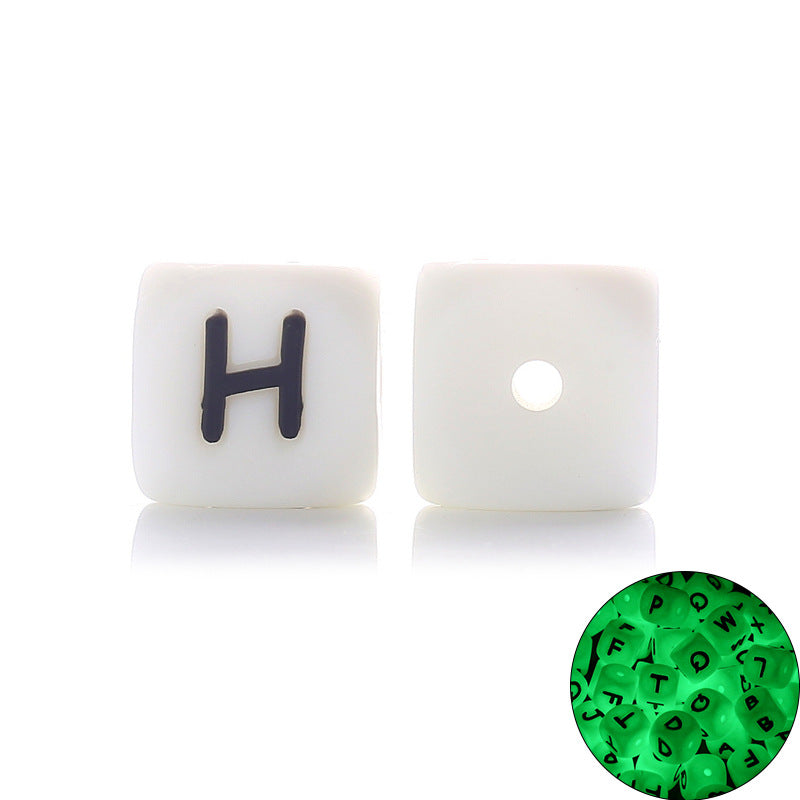 12MM silicone luminous alphabet beads