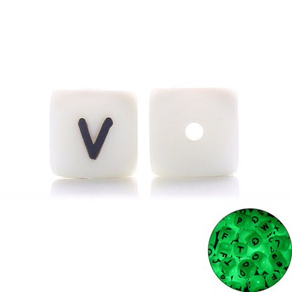 12MM silicone luminous alphabet beads