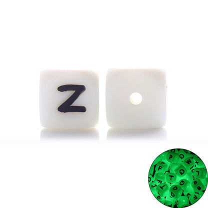 12MM silicone luminous alphabet beads