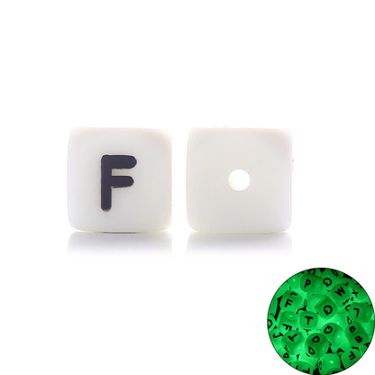 12MM silicone luminous alphabet beads