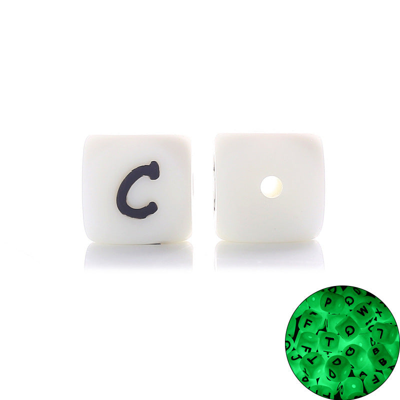 12MM silicone luminous alphabet beads