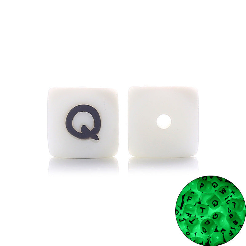 12MM silicone luminous alphabet beads