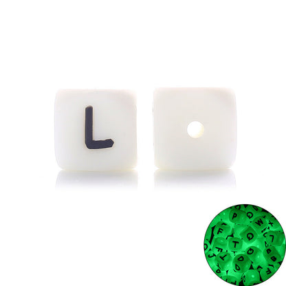 12MM silicone luminous alphabet beads