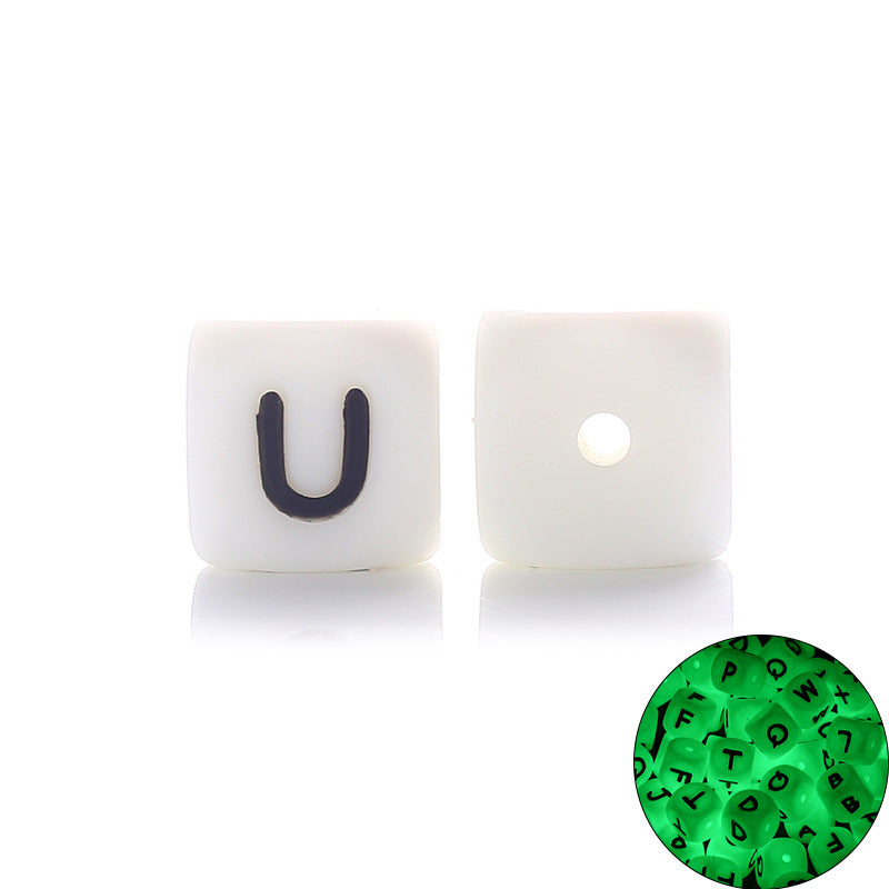 12MM silicone luminous alphabet beads