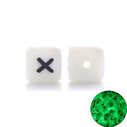 12MM silicone luminous alphabet beads