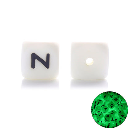 12MM silicone luminous alphabet beads